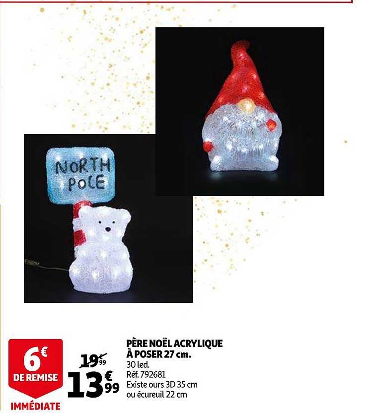 père noël acrylique à poser 27 cm