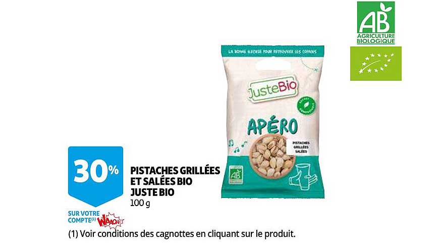 pistaches grillées et salées bio juste bio