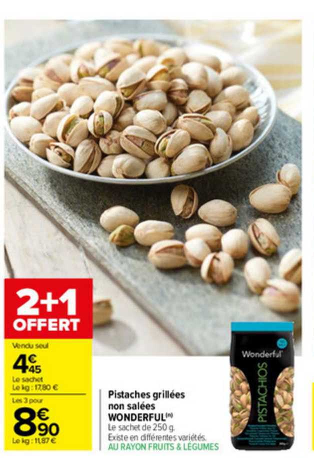 pistaches grillées non salées wonderful