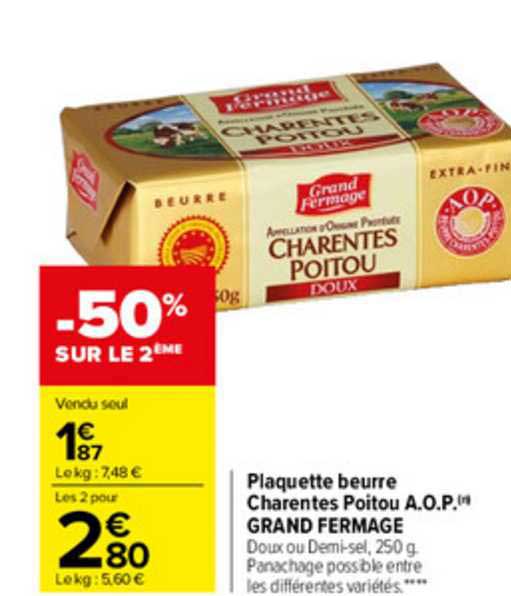 planquette beurre charentes poitou a.o.p. grand fermage