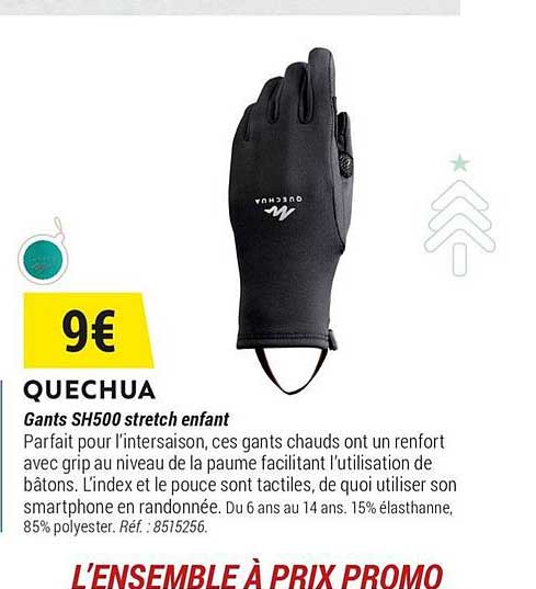 quechua gants sh500 stretch enfant