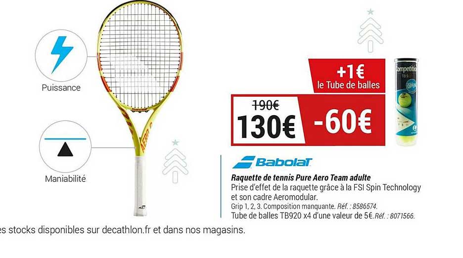 raquette de tennnis pure aero team adulte babolar