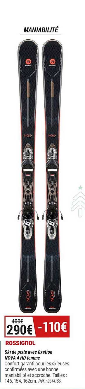 rossignol ski de piste avec fixation  nova 4 hd femme