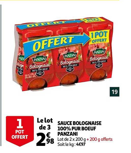 Sauce Bolognaise 100% Pur Bœuf Panzani