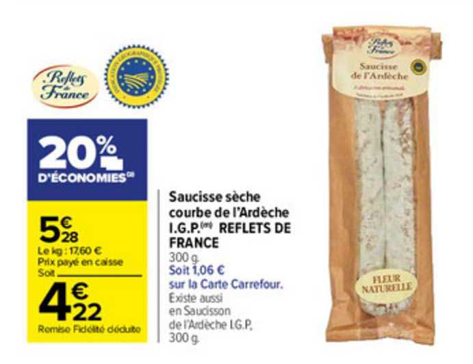 saucisse sèche courbe de l'ardèche i.g.p. reflets de france