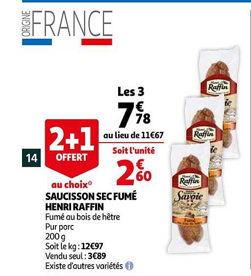 saucisson sec fumé henri raffin
