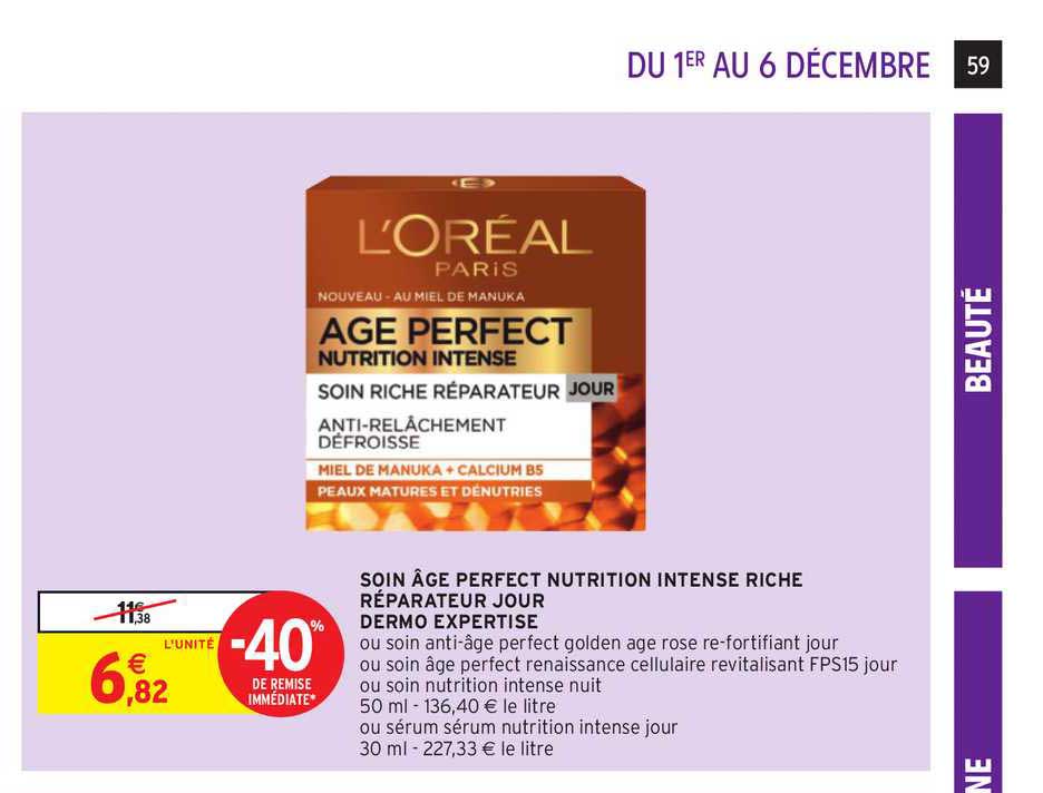 soin âge perfect nutrition intense riche réparateur jour dermo expertise -40% de remise immédiate