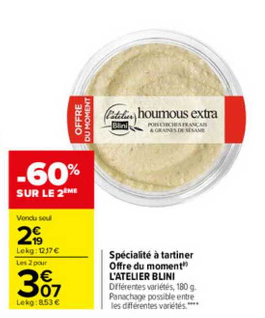 spécialité à tartiner offre du moment l'atelier blini