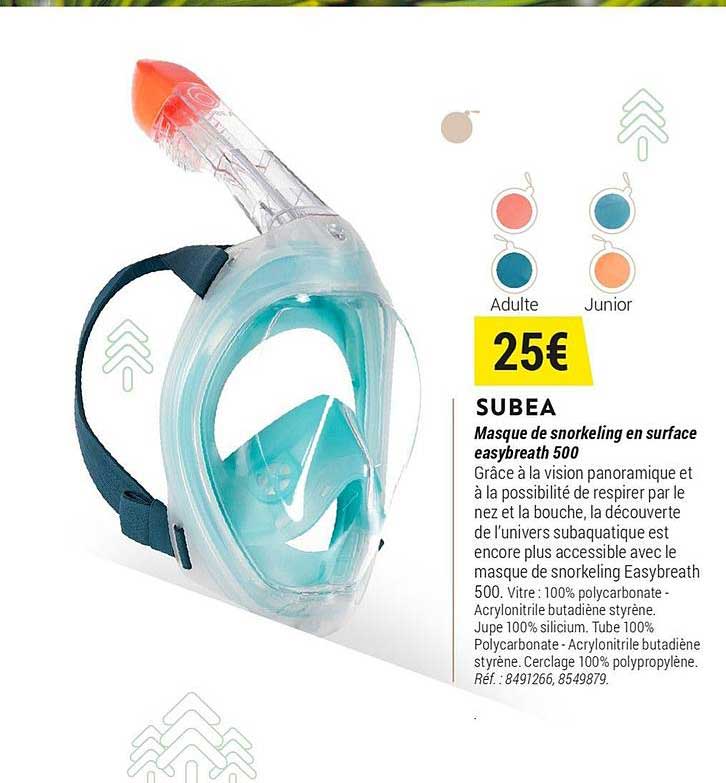 subea masque de snorkeling en surface easybreath 500