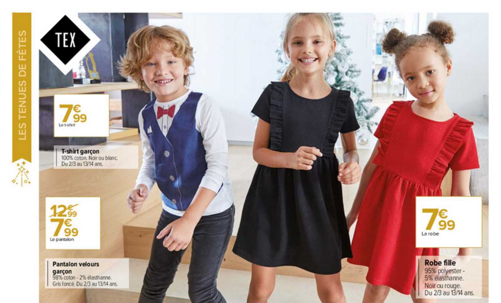 t-shirt garçon, pantalon velours garçon, robe fille