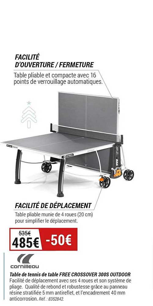table de tennis de table free crossover 300s outdoor cornilleau