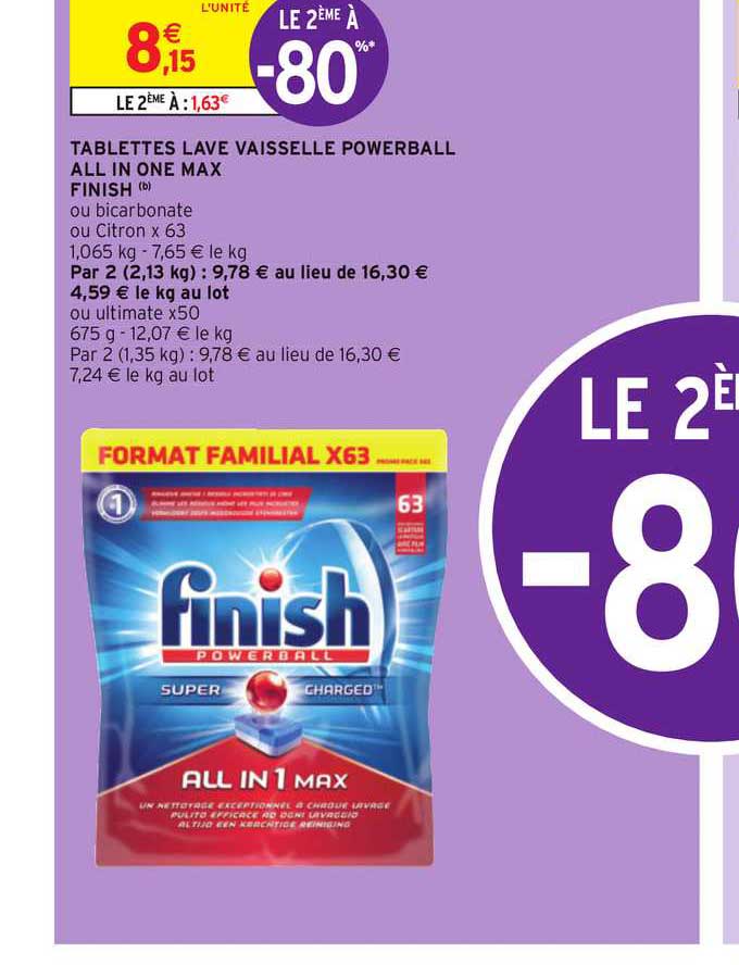 tablettes lave vaisselle powerball all in one max finish le 2ème à -80%
