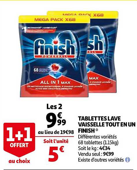 tablettes lave vaisselle tout en un finish