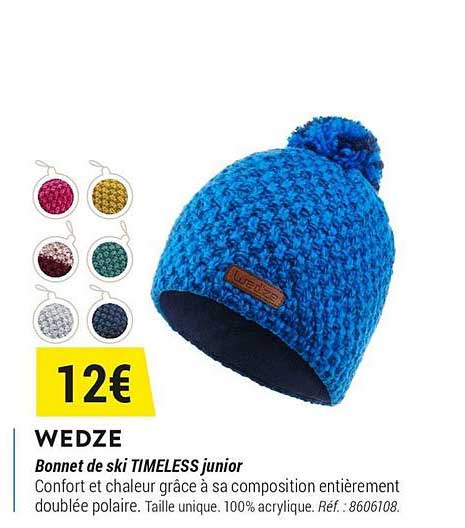 wedze bonnet de ski timeless junior