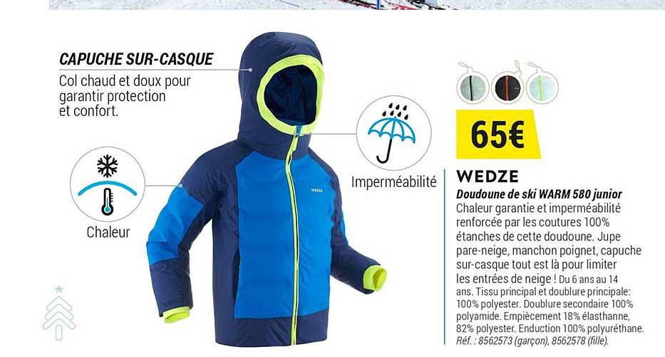 wedze doudoune de ski warm 580 junior