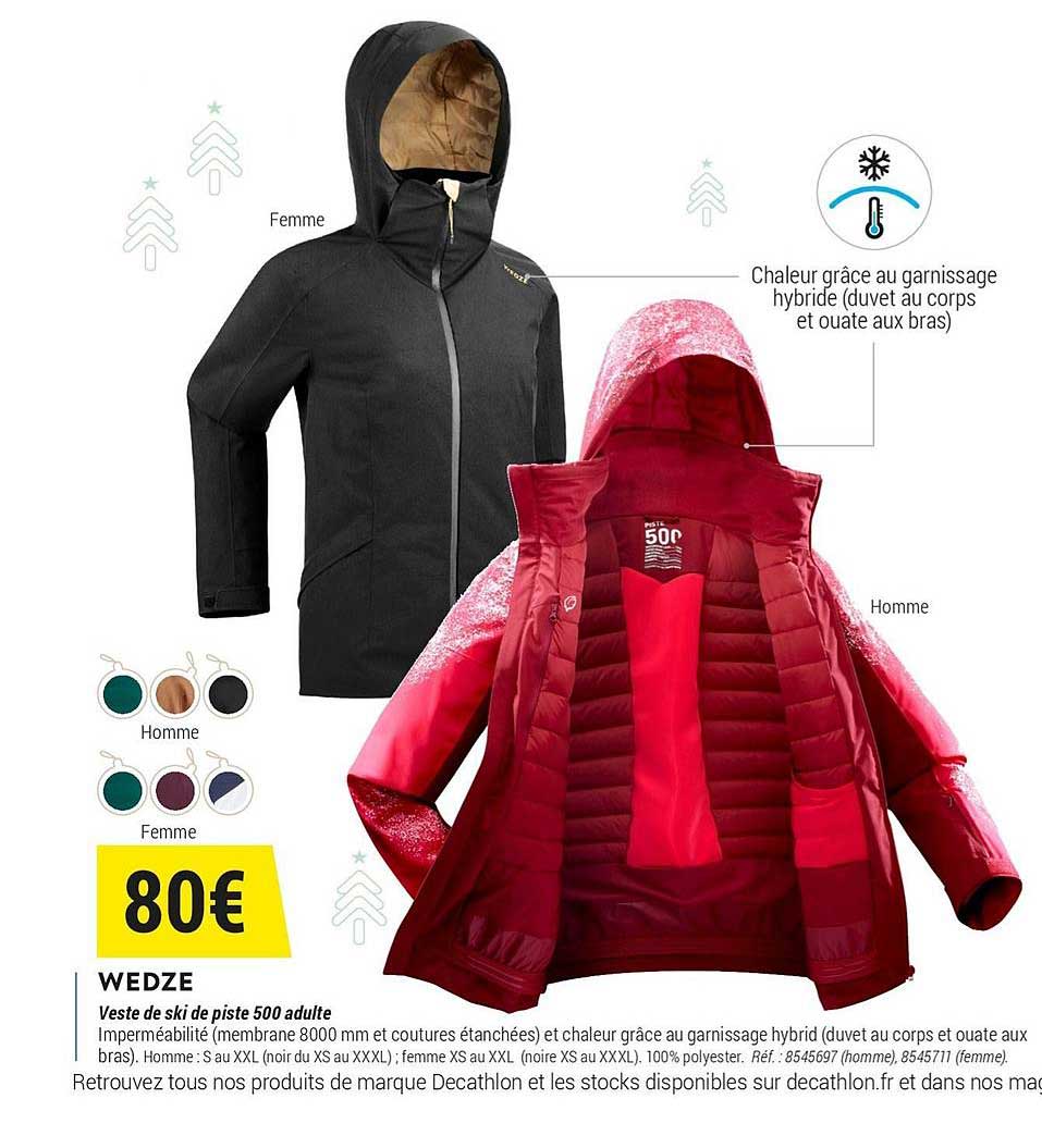 wedze veste de ski de piste 500 adulte