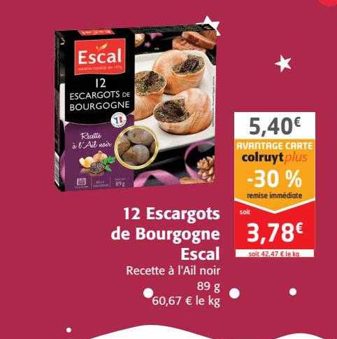 12 Escargots De Bourgogne Escal