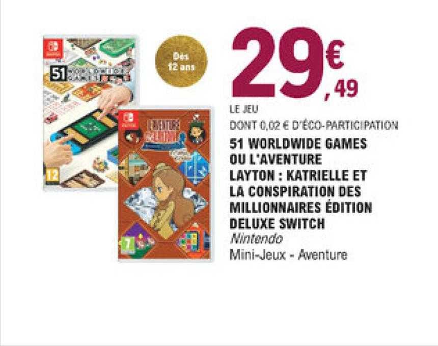 51 worldwide games ou l'aventure layton : katrielle et la conspiration des millionnaires édition deluxe switch
