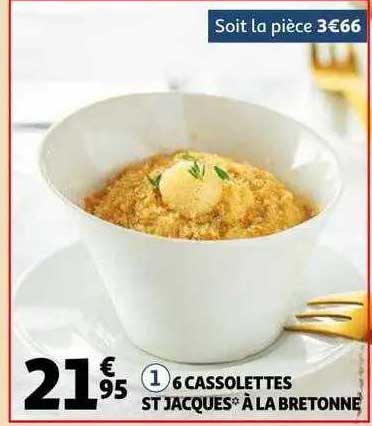 6 cassolettes st jacques à la bretonne