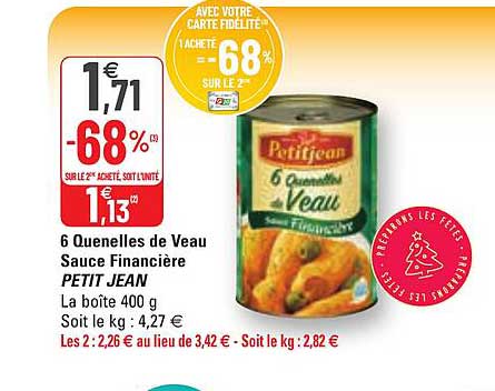 6 quenelles de veau sauce financière petit jean