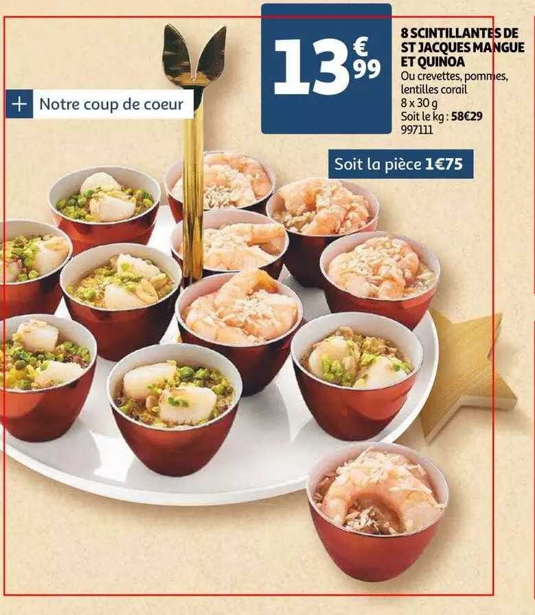 8 scintillantes de st jacques mangue et quinoa