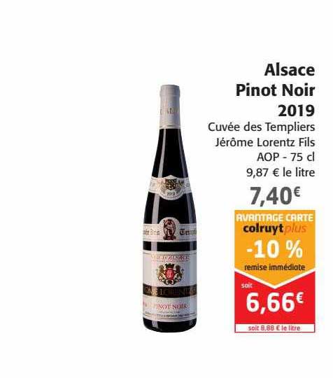 alsace pinot noir 2019 cuvée des templiers jérôme lorentz fils