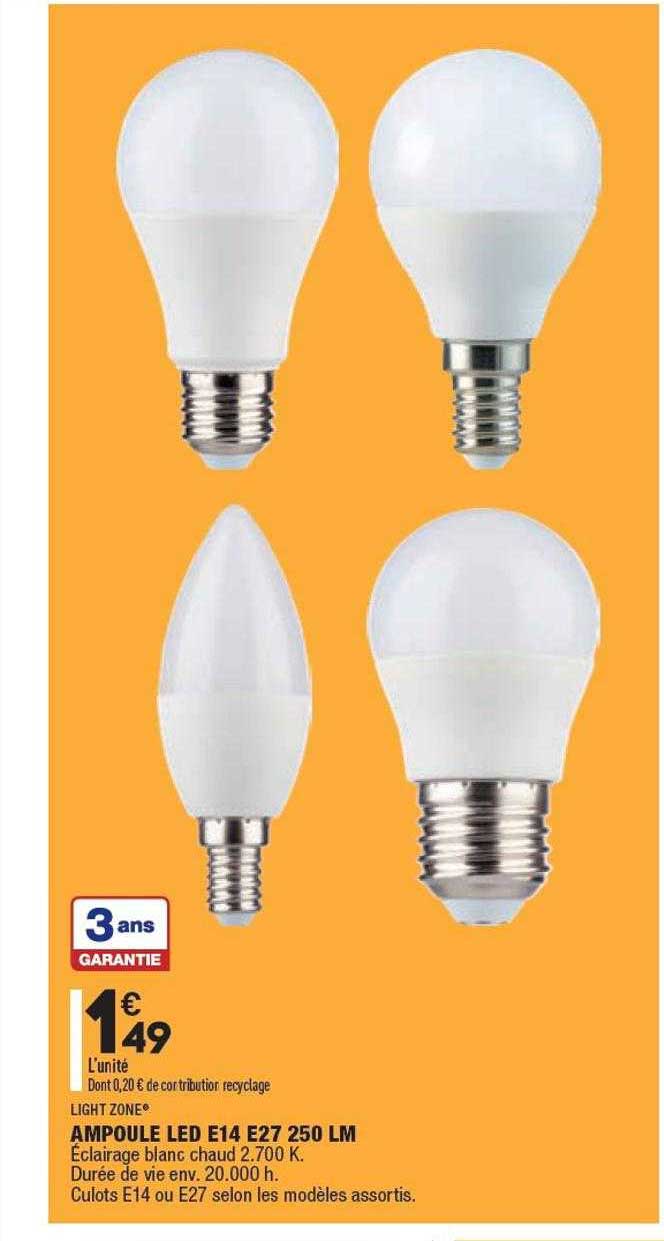 ampoule led e14 e27 250 lm light zone