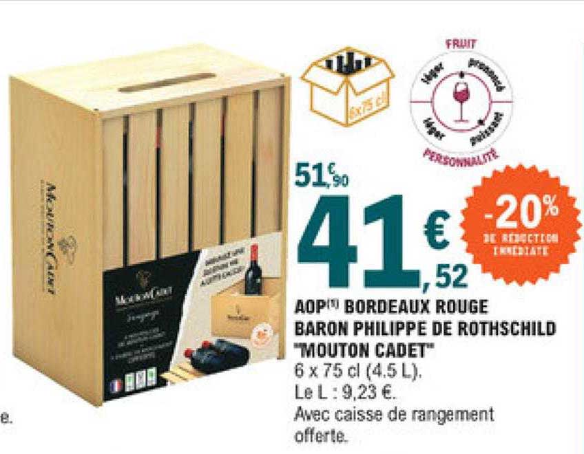 aop bordeaux rouge baron philippe de rothschild "mouton cadet"