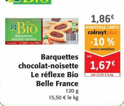 barquettes chocolat-noisette le réflexe bio belle france