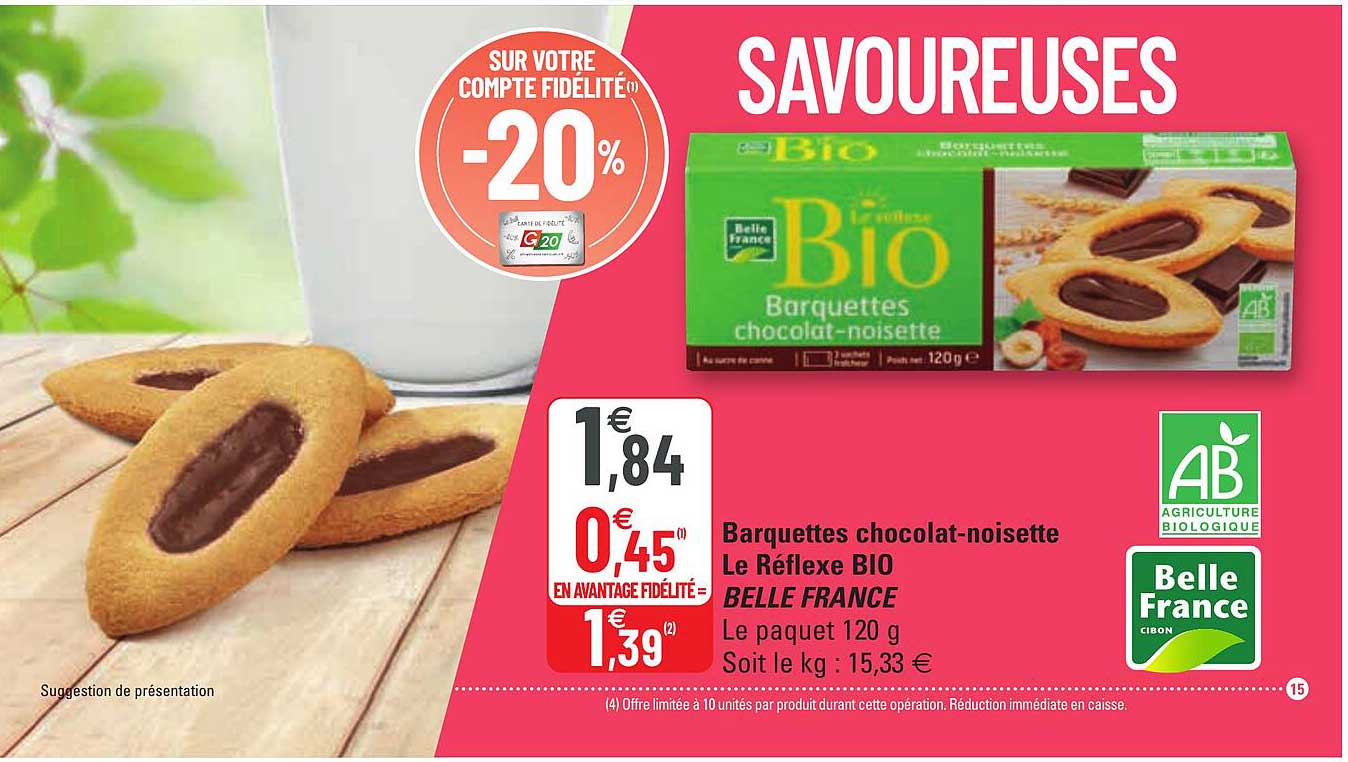 barquettes chocolat-noisettes le réflexe bio belle france