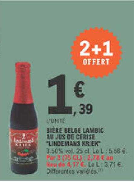 bière belge lambic au jus de cerise "lindemans kriek"