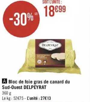 bloc de foie gras de canard du sud-ouest delpeyrat