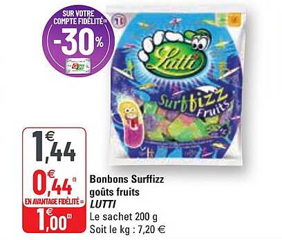 bonbons surfizz goûts fruits lutti