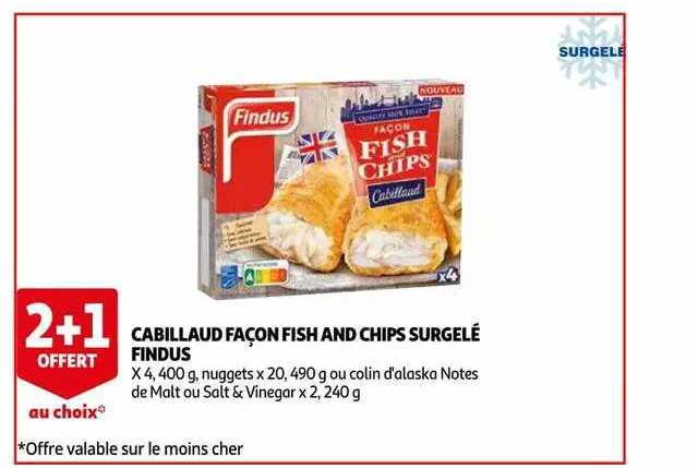 cabillaud façon fish and chips surgelé findus