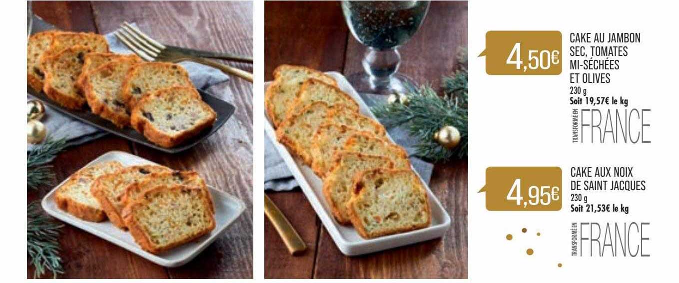 cake au jambon sec, tomates mi-séchées et olives, cake aux noix de saint jacques