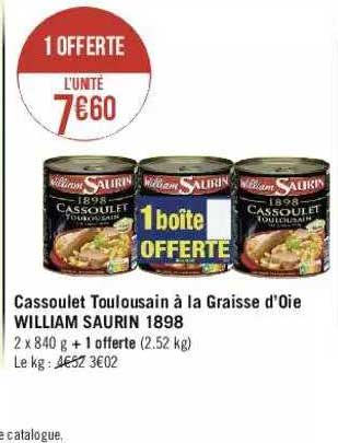 cassoulet toulousain à la graisse d'oie william saurin 1898
