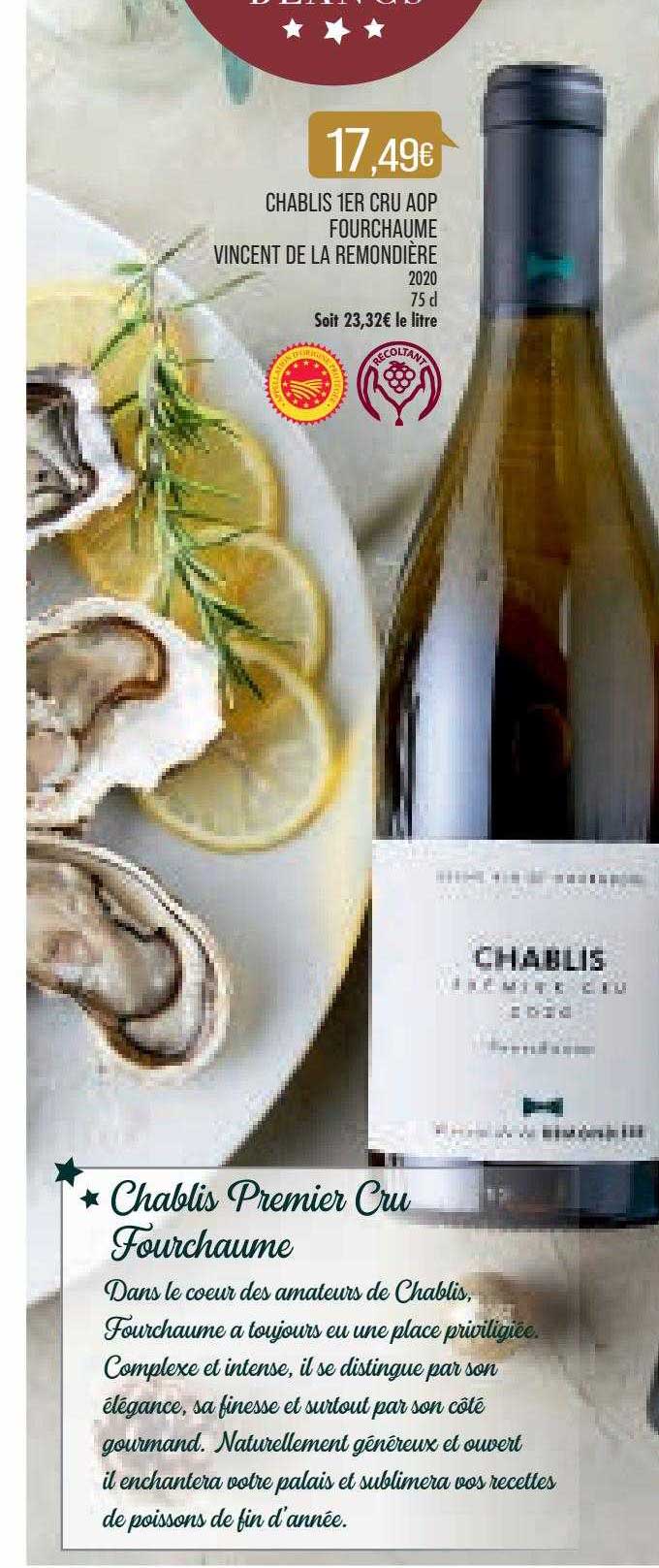 chablis 1er cru aop fourchaume vincent de la remondière 2020