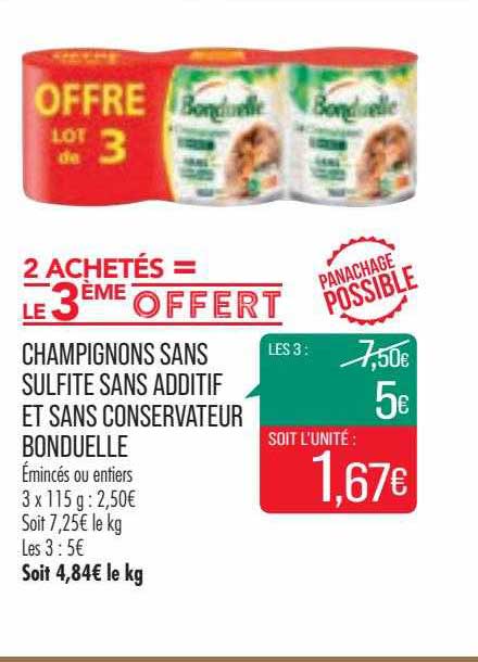 champignons sans sulfite sans additif et sans conservateur bonduelle