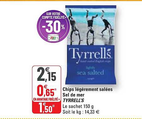 chips légèrement salées sel de mer tyrrell's