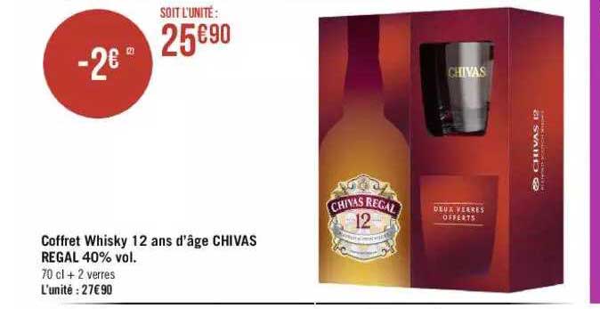coffret whisky 12 ans d'âge chivas regal 40% vol.