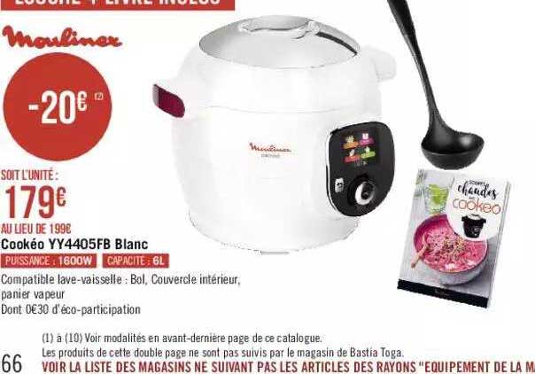 Cookéo Yy4405fb Blanc Moulinex