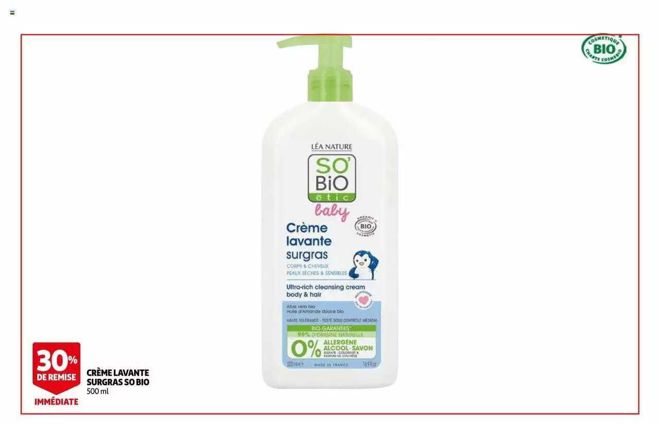 crème lavante surgras so bio