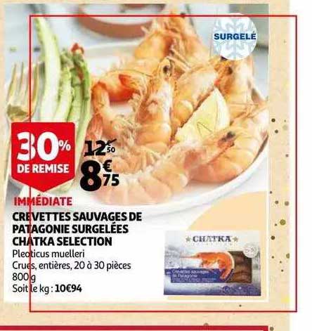 Crevettes Sauvages De Patagonie Surgelées Chatka Selection