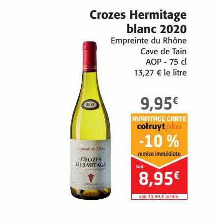 Crozes Hermitage Blanc 2020 Empreinte Du Rhône Cave De Tain