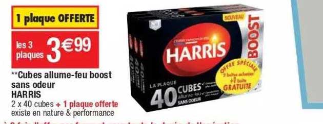 cubes allume-feu boost sans odeur harris