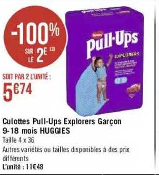 culottes pull-ups explorers garçon 9-18 mois huggies