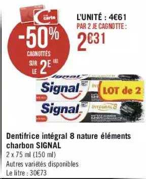 Dentifrice Intégral 8 Nature éléments Charbon Signal