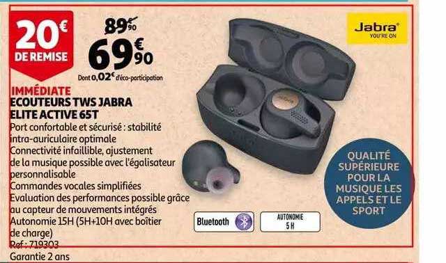 écouteurs tws jabra elite active 65t
