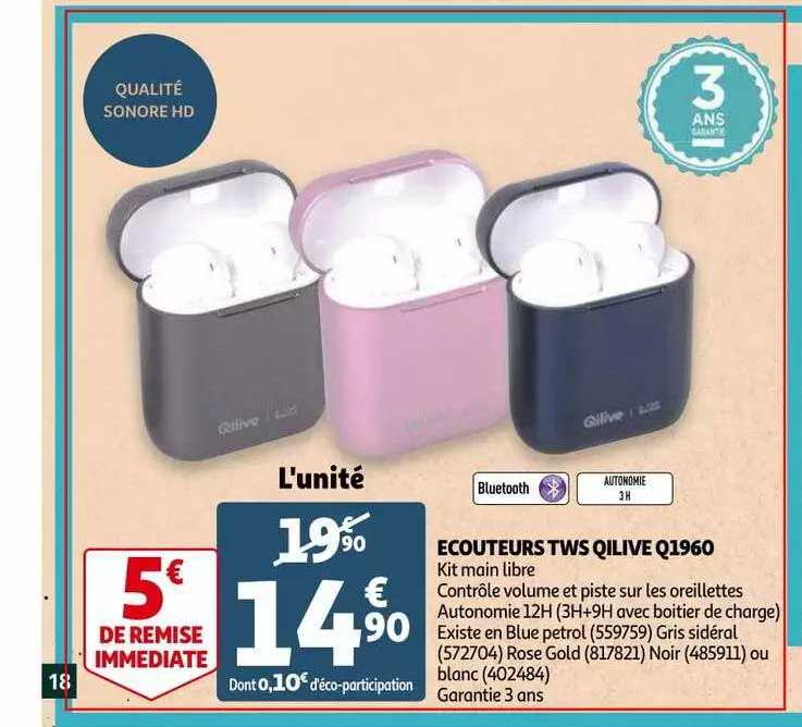 écouteurs tws qilive q1960