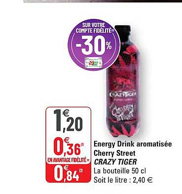 energy drink aromatisée cherry street crazy tiger